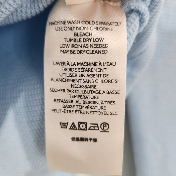 Free People Fuji Thermal Long Sleeve Off the Shoulder Top in Dew Shine Blue, L - Picture 11 of 11